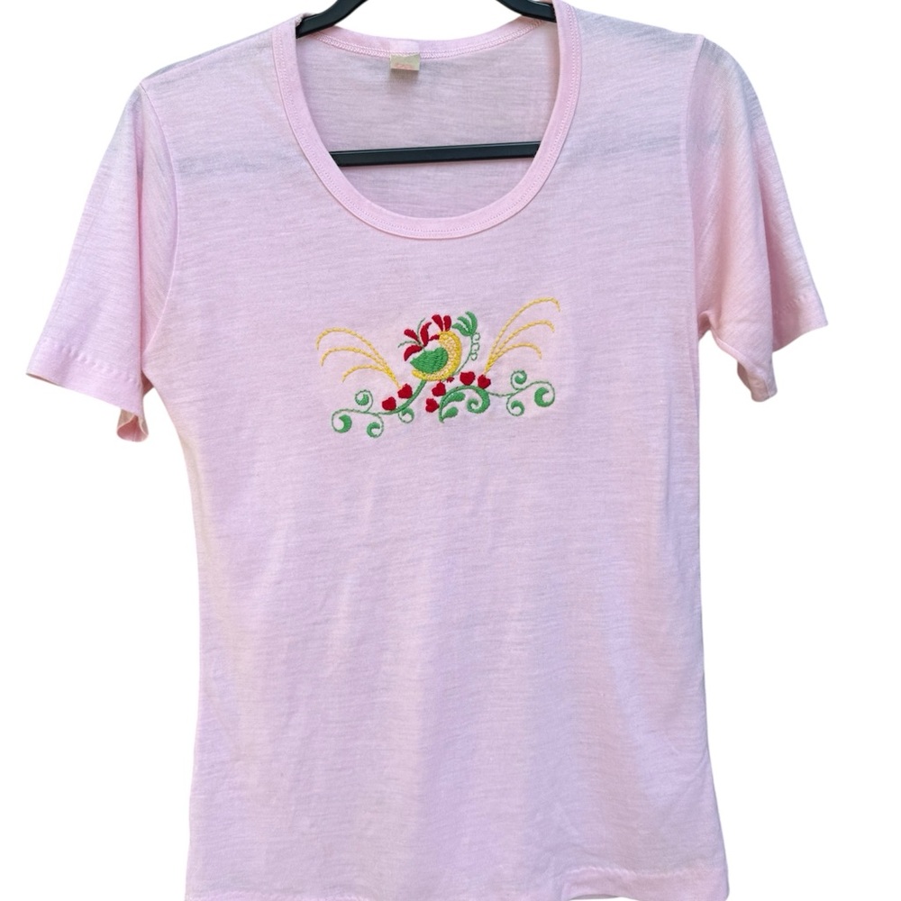 Vintage Pink Embroidered T-Shirt
